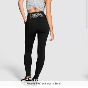 Victoria's Secret Black Leggings with Pink Logo